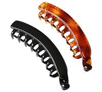 Androxeda 2 Pezzi Pinze per Capelli Plastica Pinze Capelli Clip Artiglio Ponytail Capelli Della Clip Clipcapelli Clip Della Banana Signore di Alta Qualità Più Robusta per il Volume (Nero e Marrone)