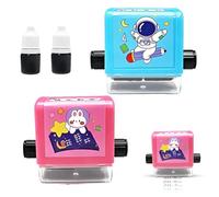Androxeda 2 Pezzi Timbro a Rullo Digitale Matematico, Rullo Stampatore per Addizioni e Sottrazioni, Giocattolo Educativo per Bambini 4-8 Anni, Timbro Riutilizzabile 45x45mm per Scuola e Casa