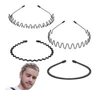 Androxeda 4 Pezzi Cerchietti per Capelli in Metallo Nero, Fasce Elastiche Impercettibili Antiscivolo per Sport, Lavaggio Viso e Controllo Ciocche Ribelli - Unisex