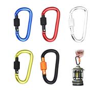 Androxeda 5 Pezzi Moschettoni In Alluminio Con Chiusura A Vite Nei Colori Nero-Arancio Argento Rosso Blu E Verde, Per Camping Trekking Pesca E Viaggio