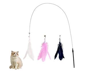 Androxeda Giochi Con Piume Per Gatto, Giocattoli Interattivi, 1 Bacchetta Interattiva Con 2 Piuma Ricariche, Giocattoli Interattivo Per Gatti, Cannetta Bird Piume Interattivi Gatto