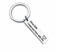 Androxeda Portachiavi in Acciaio Inox per Coppia - Unisex con Incisione - Drive Safe I Need You Here with me - per San Valentino, Matrimonio, Compleanno