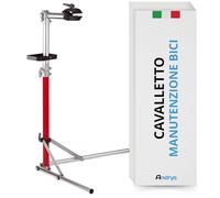 Andrys Cavalletto Manutenzione Bici da Terra con Gambe Pieghevoli - Supporto Bici con Regolazione Verticale e Rotazione a 360 Gradi - Portata 18kg - Alluminio e Plastica Resistente con Viti Incluse