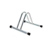 Andrys Rastrelliera Biciclette 1 Posto - Porta Bici da Terra per Interni ed Esterni - Modulabile, con Tappi in PVC Nero - Acciaio Zincato (Argento)
