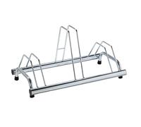 Andrys Rastrelliera Biciclette 3 Posti con Tappi - Porta Bici da Terra per Interni ed Esterni - Posteggio Alto e Basso - Acciaio Zincato a Freddo (Argento)