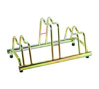 Andrys Rastrelliera Biciclette 3 Posti - Porta Bici da Terra per Interni ed Esterni con Tappi - Posteggio Alto e Basso - Acciaio Zincato a Freddo (Tropical Oro)