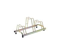 Andrys Rastrelliera Biciclette 3 Posti - Porta Bici da Terra per Interni ed Esterni - Posteggio Alto e Basso per Bici con Freni a Disco - Acciaio Zincato a Freddo (Tropical Oro)
