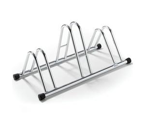 ANDRYS Rastrelliera Biciclette 3 Posti - Porta Bici da Terra per Interni ed Esterni - Posteggio Alto e Basso per Ruote da 6cm - Acciaio Zincato a Freddo (Argento)