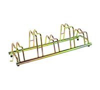 Andrys Rastrelliera Biciclette 5 Posti con Staffe di Fissaggio a Terra - Porta Bici da Terra per Interni ed Esterni con Tappi - Posteggio Alto e Basso - Acciaio Zincato a Freddo (Tropical Oro)