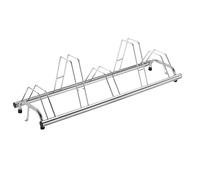 Andrys Rastrelliera Biciclette 5 Posti con Tappi in PVC - Porta Bici da Terra per Interni ed Esterni - Posteggio Alto e Basso - Acciaio Inox (Grigio)