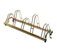 ANDRYS Rastrelliera Biciclette 5 Posti con Tappi in PVC - Porta Bici da Terra per Interni ed Esterni - Posteggio Alto e Basso - Acciaio Zincato a Freddo (Tropical Oro)