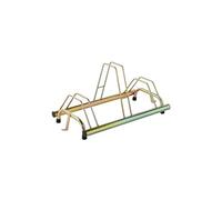 ANDRYS - Rastrelliera Porta Biciclette a Terra 3 Posti con Staffa di Ancoraggio, con Tappi in Pvc Neri, con Posteggio Alto e Basso, Zincatura a Freddo, Colore Tropical Oro, 79 x 42 x 40cm