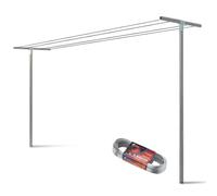 Andrys Stendi Biancheria Esterno Smontabile con Filo 20m - Staffe per Stendere i Panni Esterno con Pali Quadri da Cementare - Acciaio Zincato a Freddo - Altezza 220cm