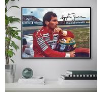 ANDSAL Ayrton Senna Casco Helmet Autografo Digitale F1 Formula 1 Arte Digitale A3 Poster Incorniciato Decorativo, Regalo Stampato Idea Regalo Appossionati Di Motori, CORNICE NERA
