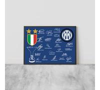 ANDSAL Inter 2024 Artwork idea regalo Stampato Poster Autografo per Appassionati di Calcio Sport Memorabilia - A3 CORNICE NERA, Scudetto, Seconda Stella