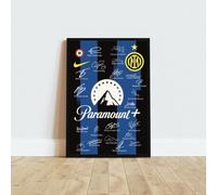 ANDSAL Inter Campione D'Italia 2023-2024 Scudetto Maglia Artwork idea regalo Stampato Poster autografo per Appassionati di Calcio Sport Memorabilia - A3 CORNICE NERA Lautaro, Barella,Bastoni