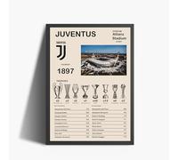 ANDSAL Poster Juventus Bacheca Trofei Digitale Arte Digitale A3 Poster Incorniciato Decorativo, Regalo Stampato Idea Regalo Appossionati Di Sport, Stampa (Cornice Nera)