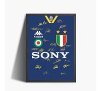 ANDSAL Poster Juventus Finale Champions League 1996 Autografo Digitale Arte Digitale A3 Poster Incorniciato Decorativo, Regalo Stampato Idea Regalo Appossionati Di Sport, Stampa (Cornice Nera)