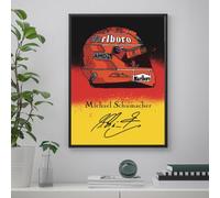 ANDSAL Poster Michael Schumacher Casco Helmet Autografo Digitale F1 Formula 1 Arte Digitale A3 Poster Incorniciato Decorativo, Regalo Stampato Idea Regalo Appossionati Di Motori, Stampa, CORNICE NERA