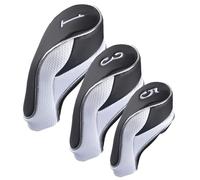 Andux Golf Club 460cc Driver Fairway Wood Head Covers con Hook & Loop Set di 3 (Nero/Bianco)
