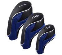 Andux Golf Club 460cc Driver Fairway Wood Head Covers con Hook & Loop Set di 3 (Nero/Blu)