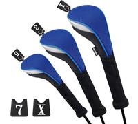 Andux Golf Fairway Legno Club Testa Copre 460cc Driver Extra Collo Lungo Blu 3 pz/Set