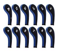 Andux La testa del club del ferro di golf della stampa del numero copre il collo lungo con la chiusura lampo 12 pezzi Nero/Blu