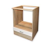 ANDY, eleganteo mobile piano cottura da cucina in simil rovere Sonoma, bianco opaco, molto capiente, 60 x 90 x 60 cm (L x A x P)