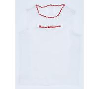 Andy & Helen Camicino della Fortuna in Cotone Senza Maniche; Bianco con scritta Rossa