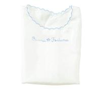 Andy & Helen® Camicino della Fortuna in Seta Senza Maniche; Bianco con Scritta Celeste