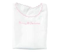 Andy & Helen® Camicino della Fortuna in Seta Senza Maniche; Bianco con Scritta Rosa