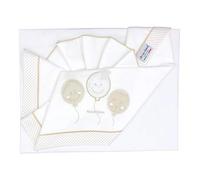 Andy & Helen Completo 3 pezzi Lenzuolo culla ricamato + sotto con elastici e federa. Adatto a culle MAXI, NEXT TO ME, fianco letto, Panna