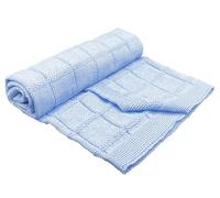 ANDY & HELEN - Coperta estiva in filo di cotone con quadrati per culla e passeggino 75 x 90 cm (azzurro)