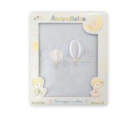 Andy & Helen - Coperta in pile ricamata per culla, Mongolfiere Celeste