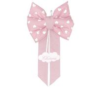 Andy & Helen - Fiocco nascita personalizzato con nome ricamato, imbottito in tessuto cotone fantasia con nuvolina (Rosa, Cuori)