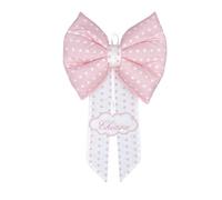 Andy & Helen - Fiocco nascita personalizzato con NOME ricamato, imbottito in tessuto cotone fantasia con nuvolina (Rosa, Stelle)
