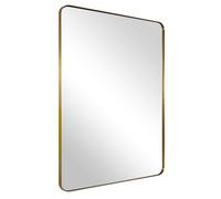 ANDY STAR Specchio da bagno dorato, 61 x 91 cm, in ottone spazzolato, rettangolare, con cornice in metallo, specchio moderno rettangolare da parete per toeletta