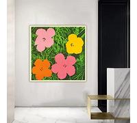 Andy Warhol 《Fiori》Dipinto ad olio su tela Opera d'arte Poster Stampa decorativa Immagine Decorazione murale Decorazione domestica Opera d'arte murale 50x50cm Senza cornice