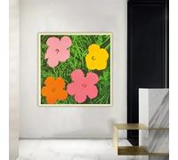 Andy Warhol "Fiori" Pop Art Tela Dipinto Opera d'Arte Poster Stampa Decorativa Immagine Decorazione da Parete Decorazione per la Casa (80x80cm/Senza Cornice)
