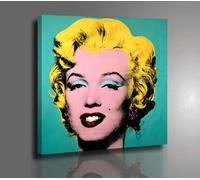 Andy Warhol Marilyn Turquoise Quadro Stampa su Tela Canvas Vernice Pennellate