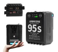 ANDYCINE Batteria da 95 Wh con attacco micro V con uscita e ingresso Dual Dtap, USB-A e USB-C e DC tensione di uscita regolabile 6400 mAh con indicatore Pocket V Lock Batteria compatibile per bmpcc