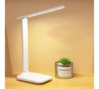 ANDYLV Lampada da tavolo a LED, dimmerabile, interruttore touch, 3 colori e 10 livelli di luminosità, lampada da tavolo per ufficio, lettura, studio [classe energetica A+++]