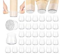 Aneaseit Copri gambe della sedia - 38 mm - 32 tappi rotondi e trasparenti - Coprigambe in silicone con feltro anche per gambe del tavolo, poltrone o mobili da giardino - Medium