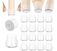 Aneaseit Protezioni per gambe della sedia, 3,8 cm x 16 pezzi, in noce scuro, cuscinetti in feltro in silicone per pavimenti in legno e piedini per mobili, tappi in gomma per sedie - medie
