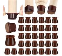 Aneaseit Protezioni per gambe della sedia, 3,8 cm x 16 pezzi, in noce scuro, cuscinetti in feltro in silicone per pavimenti in legno e piedini per mobili, tappi in gomma per sedie - medie