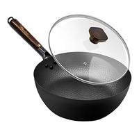 ANEDER Padella con coperchio, antiaderente, 25,4 cm, in acciaio al carbonio, wok e padelle per friggere per stufe elettriche, a induzione e a gas