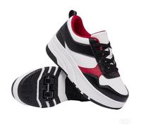 ANEFUN Ragazzi Ragazze Scarpe con Ruote Pattini Pattinaggio Bambini Pattini a Rotella Scarpe con 4 Ruote Rimovibili Comfort Sport Outdoor per Bambini, nero/rosso, 34 EU