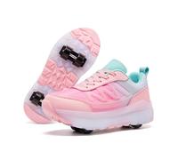 ANEFUN Scarpe da skate a rotelle per ragazze ragazzi bambini scarpe da ginnastica staccabili con ruote alla moda, Rosa Luna, 39 1/3 EU