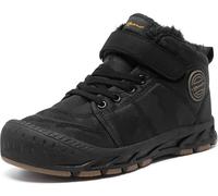 ANEFUN Stivali da neve invernali per ragazzi e ragazze, con calda pelliccia, leggeri, impermeabili, per il freddo (bambini piccoli/grandi), nero, 4 Big Kid