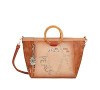 Anekke | Borsa a forma di cesto Fiori | Borsa da donna indossata a mano con tracolla rimovibile originale anni '60 | 40 x 25 x 12 cm | Colore cammello, marrone, 40 x 25 x 12 cm, Tracolla